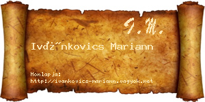 Ivánkovics Mariann névjegykártya